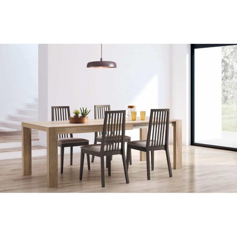 Mesa de cocina redonda extensible Evora MDF blanca 90-120 cm - www