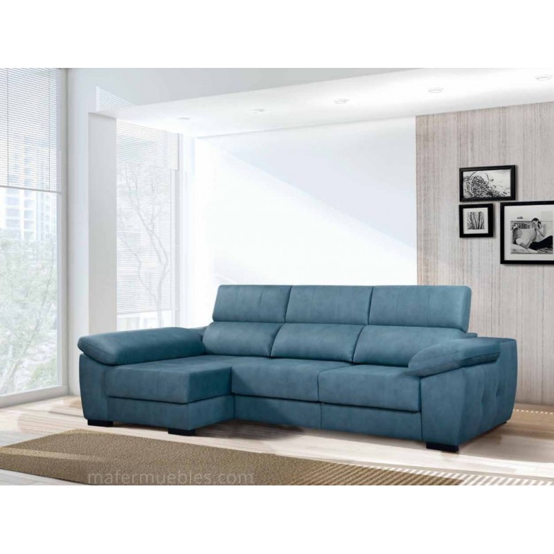 190cm Azul Oscuro Cubierta de sofá Anti-Deslizamiento Confort con chaiselongue 