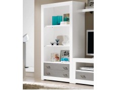 MÓDULO ESTANTERÍA 105 OMME - COLOR BLANCO LACADO/PLATA LACADO